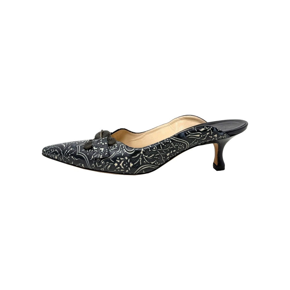 Manolo Blahnik Vintage Embossed Leather Mule‎ Heels Size 41